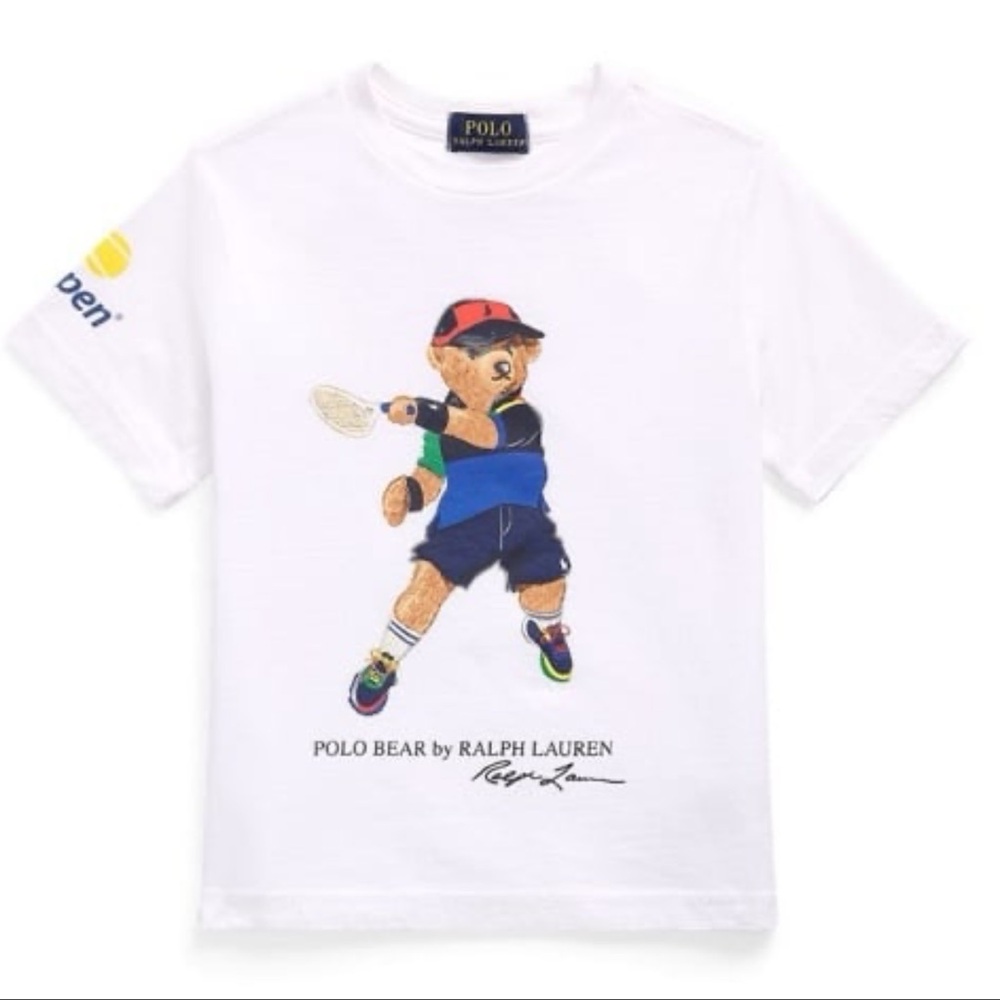Ralph Lauren White Polo Bear US open 2024 tennis collection size kids T4